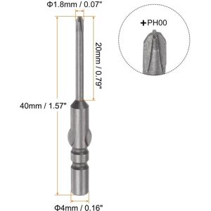 Unique 4mm Round Shank 1.8x20mm PH00 Magnetic Phillips Screwdriver Bit 1.5 Silver Gray 1.8x60mm Unique 4mm Round Shank 1.8x20mm PH00 Magnetic Phillips Screwdriver Bit 1.5 Silver Gray 1.8x60mm