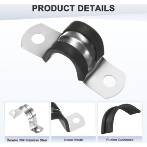 Unique Cable Clamps, Stainless Steel Rubber Cushioned Insulated Cable Clamp Metal Holder for Tube/Wire/Pipe - Silver 9/16 Inch Unique Cable Clamps, Stainless Steel Rubber Cushioned Insulated Cable Clamp Metal Holder for Tube/Wire/Pipe - Silver 9/16 Inch