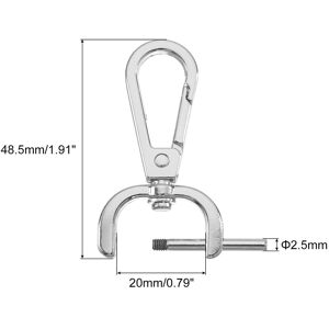 Unique Swivel Clasps Hook, D Ring Detachable Snap Hook Metal Lobster Claw Clasp Hook with Screwdriver for Purse Making Keychain Silver 20mm(3/6 Inch) Unique Swivel Clasps Hook, D Ring Detachable Snap Hook Metal Lobster Claw Clasp Hook with Screwdriver for Purse Making Keychain Silver 20mm(3/6 Inch)