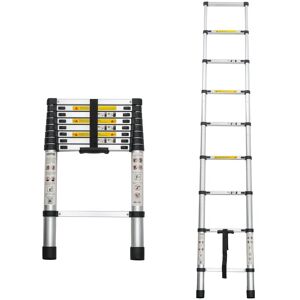 Justmaellc Aluminum Alloy Folding Ladder 8.5FT Telescopic Extension Ladder Black 3.0 In. W X 30.0 In. H X 18.0 In. D Justmaellc Aluminum Alloy Folding Ladder 8.5FT Telescopic Extension Ladder Black 3.0 In. W X 30.0 In. H X 18.0 In. D