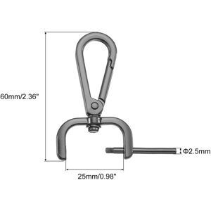 Unique Swivel Clasps Hook, D Ring Detachable Snap Hook Metal Lobster Claw Clasp Hook with Screwdriver for Purse Making Keychain Black 25mm(1 Inch) Unique Swivel Clasps Hook, D Ring Detachable Snap Hook Metal Lobster Claw Clasp Hook with Screwdriver for Purse Making Keychain Black 25mm(1 Inch)