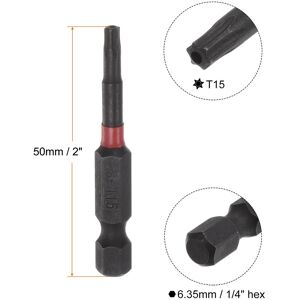 Unique T15 Magnetic Security Impact Torx Screwdriver Bit 1/4 Black, Red T15 Unique T15 Magnetic Security Impact Torx Screwdriver Bit 1/4 Black, Red T15