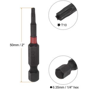 Unique T10 Magnetic Security Impact Torx Screwdriver Bit 1/4 Black, Red T10 Unique T10 Magnetic Security Impact Torx Screwdriver Bit 1/4 Black, Red T10