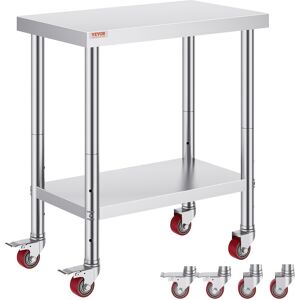 VEVOR Stainless Steel Work Table 30 x 18 x 34 Inch, 700 LBS Load Capacity with 4 Wheels, 3 Adjustable Height Levels Silver 30 x 18 x 34 Inch VEVOR Stainless Steel Work Table 30 x 18 x 34 Inch, 700 LBS Load Capacity with 4 Wheels, 3 Adjustable Height Levels Silver 30 x 18 x 34 Inch