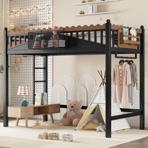 Kodotan sofa Twin XL Size Loft Bed with Ladders, Metal Loft Bed with Storage Shelves and bookshelf, No Box Spring Needed and Chic Design Black Twin XL Kodotan sofa Twin XL Size Loft Bed with Ladders, Metal Loft Bed with Storage Shelves and bookshelf, No Box Spring Needed and Chic Design Black Twin XL