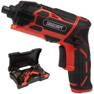 4V Electric Screwdriver 45-Piece Set - Rechargeable Cordless 4.5Nm 250RPM Screw Gun with Dual Position Grip by Stalwart Red 8.0 In. L X 2.0 In. W X 5.0 In. H 4V Electric Screwdriver 45-Piece Set - Rechargeable Cordless 4.5Nm 250RPM Screw Gun with Dual Position Grip by Stalwart Red 8.0 In. L X 2.0 In. W X 5.0 In. H