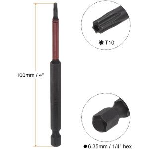 Unique T10 Magnetic Security Impact Torx Screwdriver Bit 1/4 Black, Red T10 Unique T10 Magnetic Security Impact Torx Screwdriver Bit 1/4 Black, Red T10