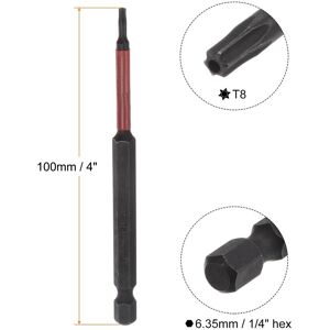 Unique 2pcs T8 Magnetic Security Impact Torx Screwdriver Bit 1/4 Black, Red T8 Unique 2pcs T8 Magnetic Security Impact Torx Screwdriver Bit 1/4 Black, Red T8