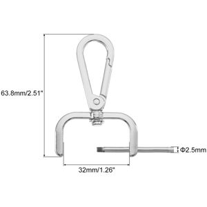 Unique Swivel Clasps Hook, D Ring Detachable Snap Hook Metal Lobster Claw Clasp Hook with Screwdriver for Purse Making Keychain Silver 32mm(1.25 Inch) Unique Swivel Clasps Hook, D Ring Detachable Snap Hook Metal Lobster Claw Clasp Hook with Screwdriver for Purse Making Keychain Silver 32mm(1.25 Inch)
