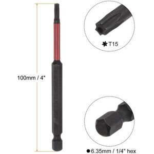 Unique T15 Magnetic Security Impact Torx Screwdriver Bit 1/4 Black, Red T15 Unique T15 Magnetic Security Impact Torx Screwdriver Bit 1/4 Black, Red T15