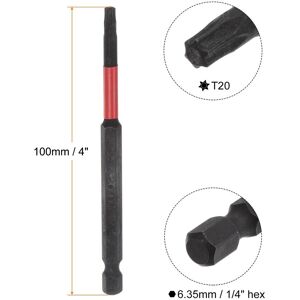 Unique 2pcs T20 Magnetic Security Impact Torx Screwdriver Bit 1/4 Black, Red T20 Unique 2pcs T20 Magnetic Security Impact Torx Screwdriver Bit 1/4 Black, Red T20