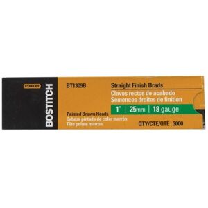 Stanley Bostitch 1 in. Straight Strip Brad Nails Smooth Shank 3000 pk Black 1 inches high x 1 inches wide x 5 inches long Stanley Bostitch 1 in. Straight Strip Brad Nails Smooth Shank 3000 pk Black 1 inches high x 1 inches wide x 5 inches long