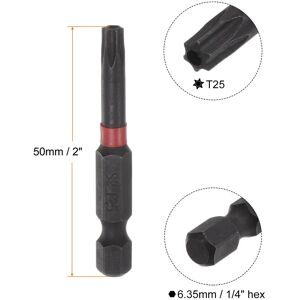 Unique 2pcs T25 Magnetic Security Impact Torx Screwdriver Bit 1/4 Black, Red T25 Unique 2pcs T25 Magnetic Security Impact Torx Screwdriver Bit 1/4 Black, Red T25