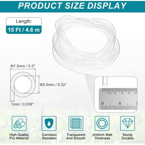 Unique Clear Tubing, Tube Lightweight Vinyl Hose, Transparent Flexible Plastic Water Tubing for Air Oil Water Transfer 5.5mm ID x 7.5mm OD Unique Clear Tubing, Tube Lightweight Vinyl Hose, Transparent Flexible Plastic Water Tubing for Air Oil Water Transfer 5.5mm ID x 7.5mm OD