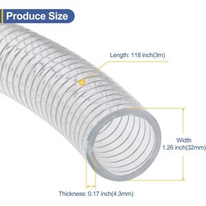Unique Steel Wire Reinforced Tubing Chemical Resistant Flexible Vinyl Hose Pipe High Pressure Thick Hose Suction Tube 1-17/64 Unique Steel Wire Reinforced Tubing Chemical Resistant Flexible Vinyl Hose Pipe High Pressure Thick Hose Suction Tube 1-17/64