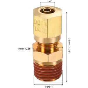 Unique Compression Tube Fitting Straight Coupling - Gold 1/4 Unique Compression Tube Fitting Straight Coupling - Gold 1/4