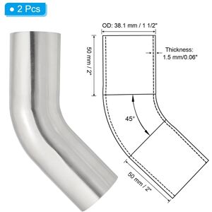 Unique 45 Degree Bend Elbow, OD Sanitary Exhaust Pipe Elbow Intercooler Pipe Mandrel Elbow Connector Tube - Silver 2 Pcs, 38.1mm (1 1/2in) OD Unique 45 Degree Bend Elbow, OD Sanitary Exhaust Pipe Elbow Intercooler Pipe Mandrel Elbow Connector Tube - Silver 2 Pcs, 38.1mm (1 1/2in) OD