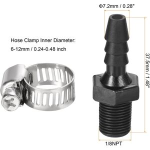 Unique PE Hose Fitting Barb Male Straight Pipe Connector Coupler Adapter with Hose Clamp - Black 1/8NPT Unique PE Hose Fitting Barb Male Straight Pipe Connector Coupler Adapter with Hose Clamp - Black 1/8NPT