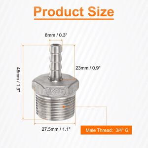 Unique Stainless Steel Hose Barb Fitting Pipe Fitting Air Hose Barb Fittings Coupler Thread Connector Adapter for Water Fuel 8mm Barbed x G 3/4 Unique Stainless Steel Hose Barb Fitting Pipe Fitting Air Hose Barb Fittings Coupler Thread Connector Adapter for Water Fuel 8mm Barbed x G 3/4