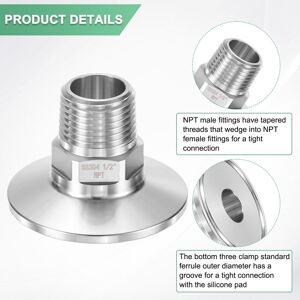 Unique Tri Sanitary Clamp Fittings to NTP Male Thread Stainless Steel Pipe Hexagon Fitting Beverage/Home Brew Adapter Connector 1.5 Unique Tri Sanitary Clamp Fittings to NTP Male Thread Stainless Steel Pipe Hexagon Fitting Beverage/Home Brew Adapter Connector 1.5