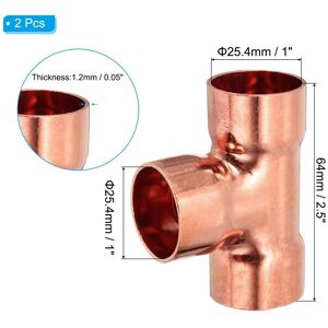 Unique Tee Copper Fitting, 99.9% 3 Way Pure Copper Pipe Fitting Tube Connector with Sweat Solder Connection - Brown 2Pcs, 25.4mm Unique Tee Copper Fitting, 99.9% 3 Way Pure Copper Pipe Fitting Tube Connector with Sweat Solder Connection - Brown 2Pcs, 25.4mm