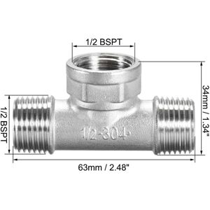Unique Pipe Fitting Tee-Shaped Connector Coupler - Silver 1/2 BSPT,1PCS Unique Pipe Fitting Tee-Shaped Connector Coupler - Silver 1/2 BSPT,1PCS