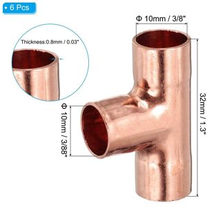Unique Tee Copper Fitting, 99.9% 3 Way Pure Copper Pipe Fitting Tube Connector with Sweat Solder Connection - Brown 6Pcs, 10mm Unique Tee Copper Fitting, 99.9% 3 Way Pure Copper Pipe Fitting Tube Connector with Sweat Solder Connection - Brown 6Pcs, 10mm