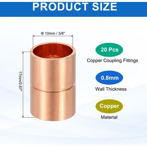 Unique Straight Copper Coupling Fittings, Rolled Tube Stop Straight Pipe Fitting Welding Joint for HVAC - Yellow 20Pcs, 10mm Unique Straight Copper Coupling Fittings, Rolled Tube Stop Straight Pipe Fitting Welding Joint for HVAC - Yellow 20Pcs, 10mm