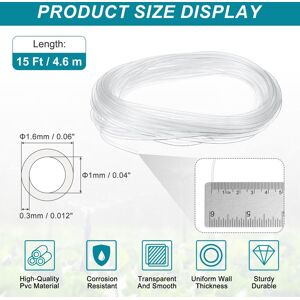 Unique Clear Tubing, Tube Lightweight Vinyl Hose, Transparent Flexible Plastic Water Tubing for Air Oil Water Transfer 1mm ID x 1.6mm OD Unique Clear Tubing, Tube Lightweight Vinyl Hose, Transparent Flexible Plastic Water Tubing for Air Oil Water Transfer 1mm ID x 1.6mm OD