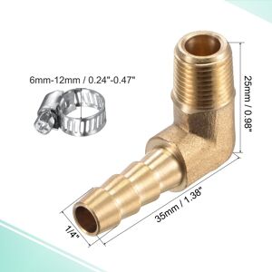 Unique Brass Hose Barb Fitting Elbow NPT Male Thread Right Angle Pipe Connector with Stainless Steel Hose Clamp - Silver 1/4 Unique Brass Hose Barb Fitting Elbow NPT Male Thread Right Angle Pipe Connector with Stainless Steel Hose Clamp - Silver 1/4