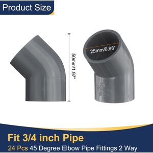 Unique 45 Degree Elbow Pipe Fittings 2 Way Grey 3/4 Inch,24 Pcs Unique 45 Degree Elbow Pipe Fittings 2 Way Grey 3/4 Inch,24 Pcs