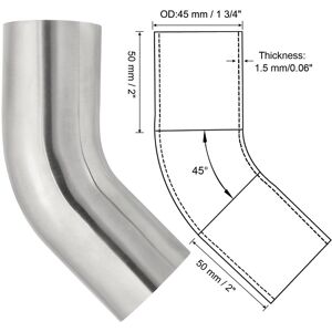 Unique 45 Degree Bend Elbow, OD Sanitary Exhaust Pipe Elbow Intercooler Pipe Mandrel Elbow Connector Tube - Silver 1 Pcs, 48mm (1 7/8in) OD Unique 45 Degree Bend Elbow, OD Sanitary Exhaust Pipe Elbow Intercooler Pipe Mandrel Elbow Connector Tube - Silver 1 Pcs, 48mm (1 7/8in) OD