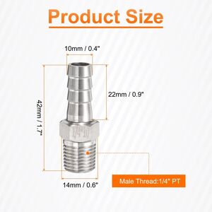 Unique Stainless Steel Hose Barb Fitting Pipe Fitting Air Hose Barb Fittings Coupler Thread Connector Adapter for Water Fuel 10mm Barbed x PT 1/4 Unique Stainless Steel Hose Barb Fitting Pipe Fitting Air Hose Barb Fittings Coupler Thread Connector Adapter for Water Fuel 10mm Barbed x PT 1/4