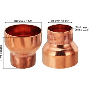 Unique Copper Reducer, Pure Copper Reducing Coupling Fitting Pipe Tube Connector Adapter with Sweat Solder Connection 3 1/8 Unique Copper Reducer, Pure Copper Reducing Coupling Fitting Pipe Tube Connector Adapter with Sweat Solder Connection 3 1/8