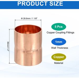 Unique Straight Copper Coupling Fittings, Rolled Tube Stop Straight Pipe Fitting Welding Joint - Yellow 5Pcs, 1 1/8 Inch Unique Straight Copper Coupling Fittings, Rolled Tube Stop Straight Pipe Fitting Welding Joint - Yellow 5Pcs, 1 1/8 Inch