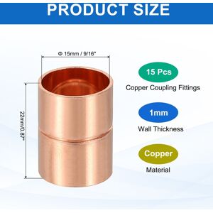 Unique Straight Copper Coupling Fittings, Rolled Tube Stop Straight Pipe Fitting Welding Joint - Yellow 15Pcs, 9/16 Inch Unique Straight Copper Coupling Fittings, Rolled Tube Stop Straight Pipe Fitting Welding Joint - Yellow 15Pcs, 9/16 Inch
