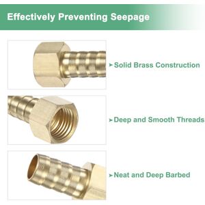 Unique Brass Hose Barb Fittings, Female Adapter Hose Connector with Stainless Steel Hose Clamp & PTFE Tape 6 Pack 10mm x G1/4 Female Unique Brass Hose Barb Fittings, Female Adapter Hose Connector with Stainless Steel Hose Clamp & PTFE Tape 6 Pack 10mm x G1/4 Female