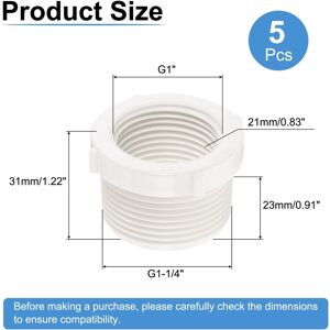 Unique Reducer Bushing Thread Coupling Connectors Pipe Reducer Adapter Fitting - White G1 Unique Reducer Bushing Thread Coupling Connectors Pipe Reducer Adapter Fitting - White G1