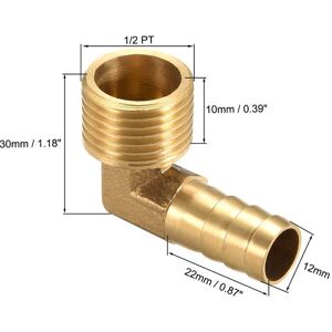 Unique Brass Barb Hose Fitting 90 Degree Elbow Barbed to G Male Pipe Adapter Connector - Copper Color 12mm Unique Brass Barb Hose Fitting 90 Degree Elbow Barbed to G Male Pipe Adapter Connector - Copper Color 12mm