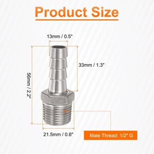 Unique Stainless Steel Hose Barb Fitting Pipe Fitting Air Hose Barb Fittings Coupler Thread Connector Adapter for Water Fuel 13mm Barbed x G 1/2 Unique Stainless Steel Hose Barb Fitting Pipe Fitting Air Hose Barb Fittings Coupler Thread Connector Adapter for Water Fuel 13mm Barbed x G 1/2