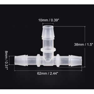 Unique PP Reducing Barb Hose Fitting T Shape OD Pipe Connector - Translucent 8x10x8mm Unique PP Reducing Barb Hose Fitting T Shape OD Pipe Connector - Translucent 8x10x8mm