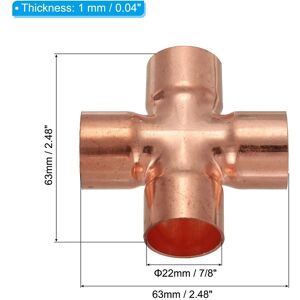 Unique Copper Cross Pipe Fitting, 4 Way Welding Copper End Feed Equal Pipe Connector for Plumbing Air Conditioning Refrigeration Yellow 1Pcs, 7/8 Unique Copper Cross Pipe Fitting, 4 Way Welding Copper End Feed Equal Pipe Connector for Plumbing Air Conditioning Refrigeration Yellow 1Pcs, 7/8