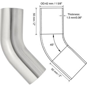 Unique 45 Degree Bend Elbow, OD Sanitary Exhaust Pipe Elbow Intercooler Pipe Mandrel Elbow Connector Tube - Silver 1 Pcs, 42mm (1 5/8in) OD Unique 45 Degree Bend Elbow, OD Sanitary Exhaust Pipe Elbow Intercooler Pipe Mandrel Elbow Connector Tube - Silver 1 Pcs, 42mm (1 5/8in) OD