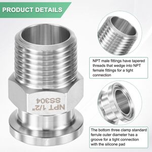 Unique Tri Sanitary Clamp Fittings to NTP Male Thread Stainless Steel Pipe Hexagon Fitting Beverage/Home Brew Adapter Connector 1/2 Unique Tri Sanitary Clamp Fittings to NTP Male Thread Stainless Steel Pipe Hexagon Fitting Beverage/Home Brew Adapter Connector 1/2