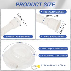 Unique Air Conditioner Drain Universal AC Drain Connector Hose with Clamp 29.52ft Unique Air Conditioner Drain Universal AC Drain Connector Hose with Clamp 29.52ft
