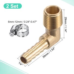 Unique Brass Hose Barb Fittings Elbow NPT Male Thread Right Angle Pipe Connector with Stainless Steel Hose Clamp - Silver 1/4 Unique Brass Hose Barb Fittings Elbow NPT Male Thread Right Angle Pipe Connector with Stainless Steel Hose Clamp - Silver 1/4