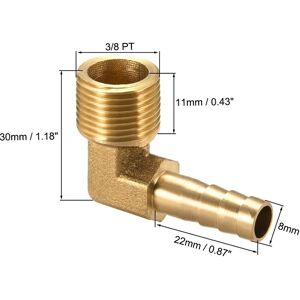 Unique Brass Barb Hose Fitting 90 Degree Elbow Barbed G Male Pipe Connectors - Copper Color 8mm Barbed x 3/8 PT Unique Brass Barb Hose Fitting 90 Degree Elbow Barbed G Male Pipe Connectors - Copper Color 8mm Barbed x 3/8 PT