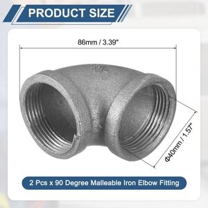 Unique Malleable Iron Elbow Fitting, Threaded Pipes Fitting Brackets Nipples for Vintage Fixtures DIY Furniture Pipe Plumbing - Black 2Pcs, 40mm Unique Malleable Iron Elbow Fitting, Threaded Pipes Fitting Brackets Nipples for Vintage Fixtures DIY Furniture Pipe Plumbing - Black 2Pcs, 40mm