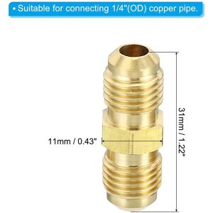 Unique Brass Flare Union Connector, Air Conditioning Copper Double Pipe Extension Joint Connectors Pipe Hose Fitting - Gold Tone 1/4 Unique Brass Flare Union Connector, Air Conditioning Copper Double Pipe Extension Joint Connectors Pipe Hose Fitting - Gold Tone 1/4