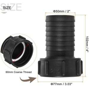 Unique IBC Tank Hose Adapter Coarse Thread to Barbed Hose Connector Fitting - Black 50mm Unique IBC Tank Hose Adapter Coarse Thread to Barbed Hose Connector Fitting - Black 50mm